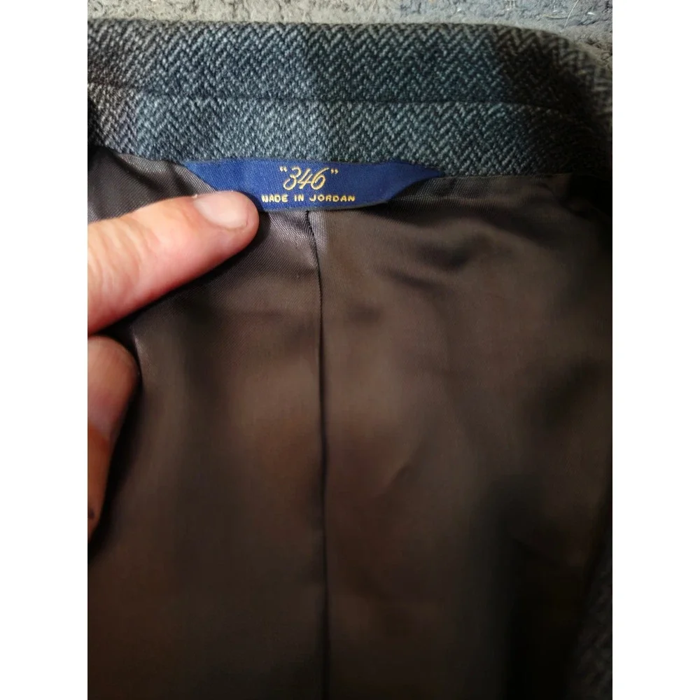 Brooks Brothers 346 Grey Herringbone Lambswool Blazer Sport Coat Mens 48 RG